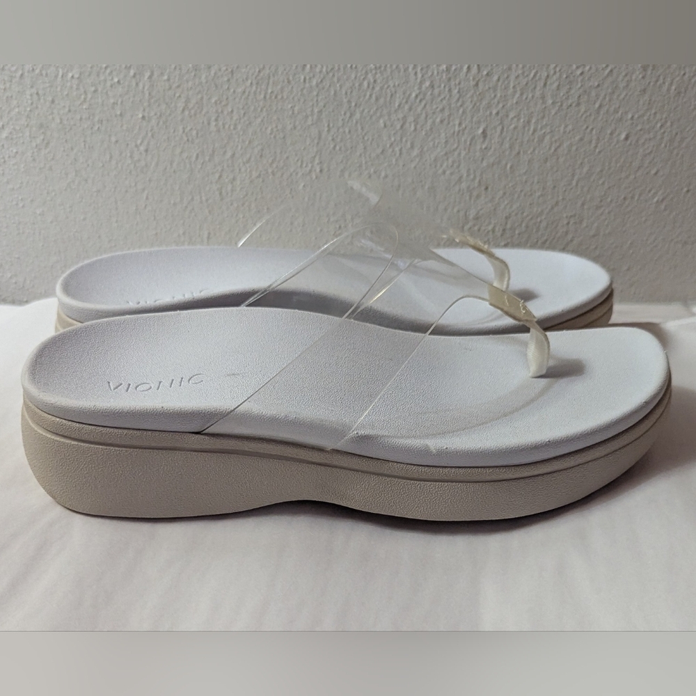 Vionic Luminous White Clear Thong Platform Slip O… - image 5
